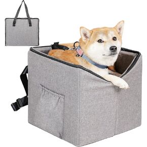 Dog Car Seat, Elevated Dog Booster Car Seats for Small Medium Dogs Under 25lbs, Pet Car Seat Dog Travel with Portable Storage Bag, Soft Cushion and Safety Leash - Grey in Kuwait