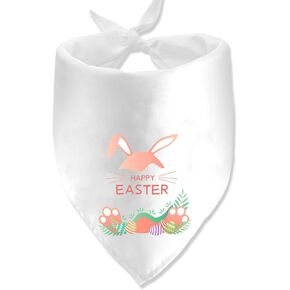 Lcekterur Dog Holiday Bandana Happy Easter Dog Scarf Triangle Scarf for Small Medium Dog, Cotton Pet Kerchief for Girl Boy Dogs or Cats, White
