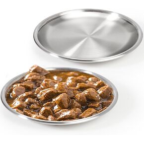 Stainless Steel Cat Dishes for Food and Water Bowls for Kittens and Baby Cats Small Pets Relief of Whisker Fatigue -2 Sets Shallow Style