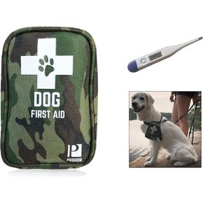 Dog First Aid Kit with Thermometer and Emergency Blanket - Puppy Kit - Pet Safety Supplies for Camping, Walks, Cycling, Car, Hikes - Treat cuts and scrapes