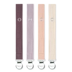 Baby Pacifier Clip Leash Soothie Holder Unisex for 4 Pack Gift Set with Neutral Solid Colors ;Soft Linen Pacifier Clips ; Fabric Pacifier Strap with Clip Keeps Pacifiers & Teethers in Place (Pink