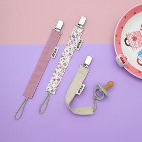 Baby Pacifier Clip, 100% Cotton Pacifier Clip, Handmade Baby Pacifier Holder, Lightweight and Tear-Resistant Pacifier Strap (Triple Pack - Beige, White, Gray)