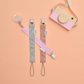 Baby Pacifier Clip, 100% Cotton Pacifier Clip, Handmade Baby Pacifier Holder, Lightweight and Tear-Resistant Pacifier Strap (Triple Pack - Beige, White, Gray)