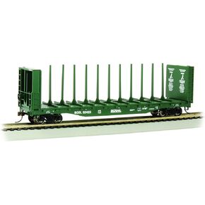 Bachmann Trains - 52' Center-Beam FLATCAR with BULKHEADS - BC Rail #52423 - HO Scale