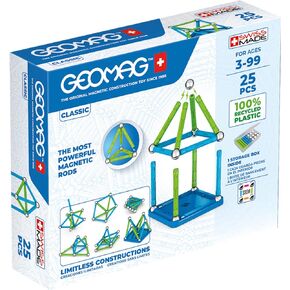Geomag Magnetic Toys Classics 25-Piece Building Set for Kids Ages 3-99 | Swiss-Made STEM & STEAM Authenticated Educational Toy Made from 100% Recycled Plastic | Creative Learning Play