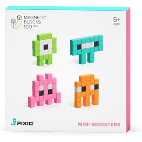 PIXIO Mini Monsters - Magnetic Blocks Building Toys in Pixel Art Style - Arts and Crafts Kids Toys - Building Blocks - Learning Toys