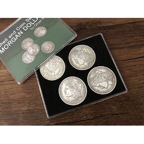 blue-ther Morgan Dollar Shell and Coin Set (5 Coin +1 Head Shell+1 Tail Shell) Magic Coin Magic Tricks Illusions Close up Fun