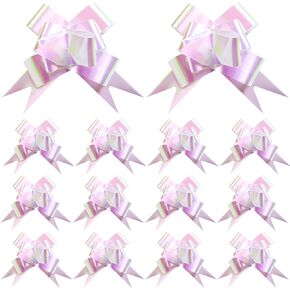 20 قطعة من أقواس سحب الهدايا المجسمة باللون الأبيض من Giiffu - عرض 4 بوصات، شريط أبيض قزحي كبير من أجل ديكور الزفاف، هدايا عيد الميلاد، هدايا عيد الفصح والهدايا in Kuwait