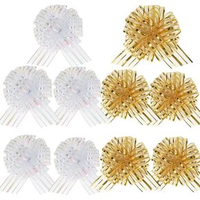 28 Pieces Pull Bow Large Organza Pull Bow for Gift Wrapping Pull Bows with Ribbon for Christmas Presents Wedding Baskets Holiday Party Decorations,6 Inch Mixed Color