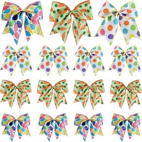 TONIFUL 15 Pcs Easter Bows Easter Decorations, 6 Inch Easter Tree Bows for Easter Spring Wreath Home Outdoor Topper Decor Front Door Garlands Easter Party Decorations