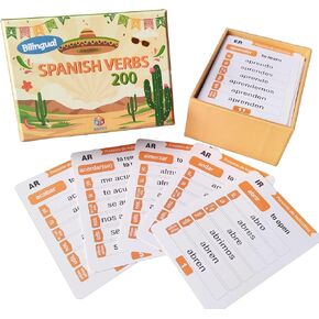 200 Spanish English Bilingual Verbs Verbos Conjugation Presente Indicativo Skill Drill Educational Flash Cards Learning Resource (4" X 2.8") Double-Sided 101 Cards