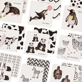 High Contrast Baby Toys for Newborn (Set of 10) - Minimalist 0-3 Month Toys (5.5" x 5.5" x 0.75") - Durable Black and White Baby Toys 0-3 Months - Curious Baby Activity Cards & Infant Tummy Time Toys