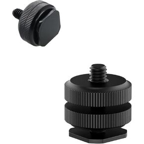 Camera Hot Shoe Mount(2 Pack) to 1/4"-20 Tripod Screw Adapter Flash Shoe Mount for DSLR Camera Rig