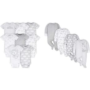Gerber Baby Neutral 8-pack Short Sleeve Onesies and 4-Pack Sleep 'N Play Clothing Bundle, Bear, Newborn in Kuwait