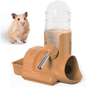 Hamster Water Bottle, Free Standing 3 in 1 Water Bottle Automatic Bottle Dispenser with Food Container Base Hut for Dwarf Hamster Mouse Rat Hedgehog and Other Small Animals Blue-120 ml