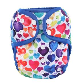 Baby Diaper Cover Nappy One Size 8lbs to 36lbs (Colorful Hearts)