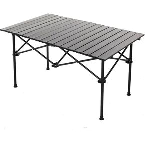 DA-MEIJULE Camping Table, Ultralight Aluminum Folding Beach Table with Carry Bag Outdoor Folding Portable Camping Table for Beach, Picnics, Cooking, 37.4"x21.7"x19.7", Black