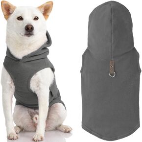 Gooby Fleece Vest Hoodie Dog Sweater - Gray, Small - Warm Pullover Dog Hoodie with O-Ring Leash - Winter Hooded Small Dog Sweater - Dog Clothes for Small Dogs Boy or Girl, and Medium Dogs