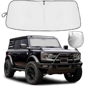 JLQP Car Windshield Sun Shade for Ford Bronco 2/4 Door 2021 2022 2023 2024 Foldable UV Ray Reflector Car Shade Ford Bronco Sunshade Bronco Accessories Bronco Windshield Shade Keeps Your Vehicle Cool