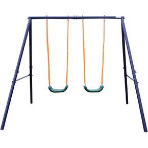 Heavy-Duty Swing Set,Two Seats A-Frame Metal Swing Set,Outdoor Backyard Playground Swing Set for Kids, Toddlers，Sturdy and Stable, Easy to Assemble