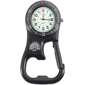 Clip-on Quartz Carabiner Watch with Bottle Opener, Backpack Waterproof and Shockproof Pocket Watch Glow in The Dark Outdoor Clip on Watch
