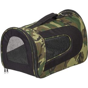 IRIS USA Large Soft Sided Carrier with Shoulder Strap, Sturdy Collapsible Water Resistant Cat Dog Pet Carrier with Padded Bottom and Top Handle for Travel Road Trip, Brown