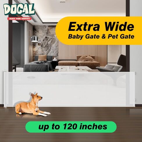 بوابات أطفال قابلة للسحب عريضة للغاية 120 بوصة، بوابات للكلاب للمنزل واسعة للغاية، بوابة أطفال واسعة للغاية لفتح كبير في الهواء الطلق، بوابة أمان قابلة للسحب، بوابة قابلة للسحب للمداخل والطوابق والممرات والسلالم in Kuwait