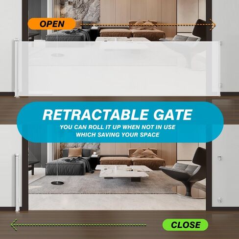 بوابات أطفال قابلة للسحب عريضة للغاية 120 بوصة، بوابات للكلاب للمنزل واسعة للغاية، بوابة أطفال واسعة للغاية لفتح كبير في الهواء الطلق، بوابة أمان قابلة للسحب، بوابة قابلة للسحب للمداخل والطوابق والممرات والسلالم in Kuwait
