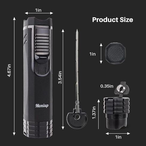 All-in-one Cigar Torch Lighter with Triple Flame, 2 Cigar Holders, Cigar Draw Enhancer, Cigar Punch, Cigar Accessories for Men's Gifts, Refillable Windproof Butane Cool Lighters for Smoking, Candles in Saudi Arabia