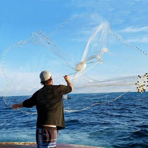 Fishing Cast Net - Nylon Casting Throw Net 4ft/6ft/7ft/8ft - Heavy Duty Sinker Youth Cast Net for Fishing - Fish Throw Cast Net for Bait Fish in Kuwait