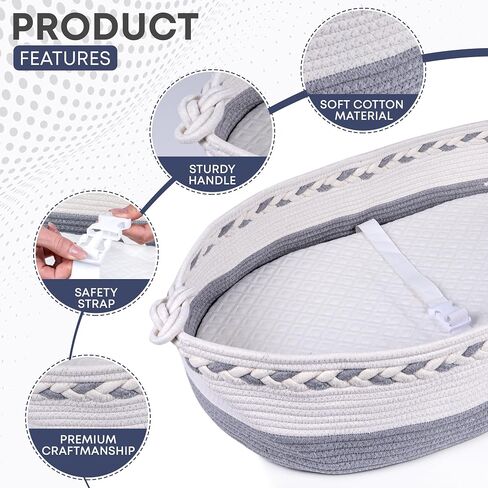 ChuggaBiz Baby Changing Basket for Dresser - Moses Baskets with Cushioned Pad, Safety Strap, Diaper Caddy & Easy-Clean Liner in Saudi Arabia