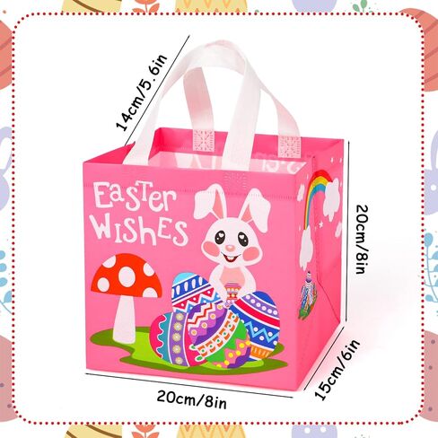 أكياس صيد بيض عيد الفصح للأطفال، 12 عبوة من حقائب هدايا غير منسوجة قابلة لإعادة الاستخدام مع مقابض وحقائب هدايا للحفلات in Kuwait