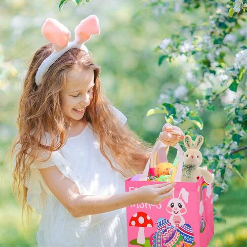 أكياس صيد بيض عيد الفصح للأطفال، 12 عبوة من حقائب هدايا غير منسوجة قابلة لإعادة الاستخدام مع مقابض وحقائب هدايا للحفلات in Kuwait