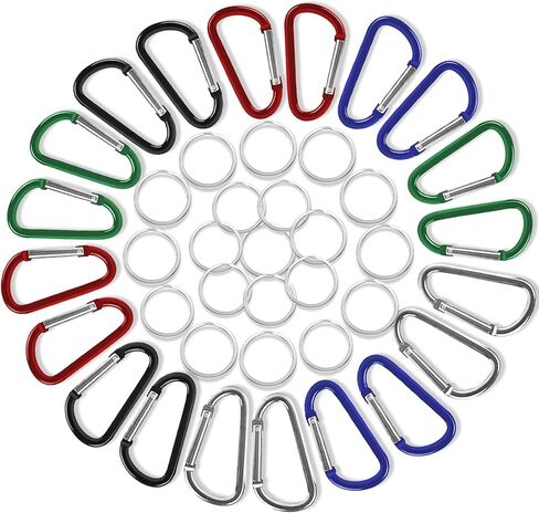 EYST 40pcs Mini Aluminum Clip Keychain Buckle Clips Bulk Aluminum D Ring Shape Small Lock Spring Snap Hook for Clip Outdoor Camping Hiking Spring Link Key Chain Durable Improved 20pcs Ring Keychains in Saudi Arabia
