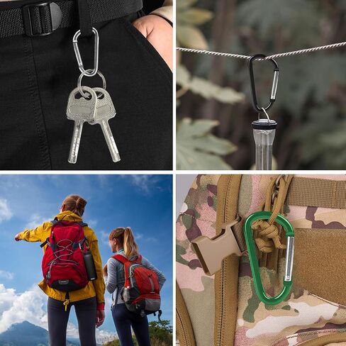 EYST 40pcs Mini Aluminum Clip Keychain Buckle Clips Bulk Aluminum D Ring Shape Small Lock Spring Snap Hook for Clip Outdoor Camping Hiking Spring Link Key Chain Durable Improved 20pcs Ring Keychains in Saudi Arabia