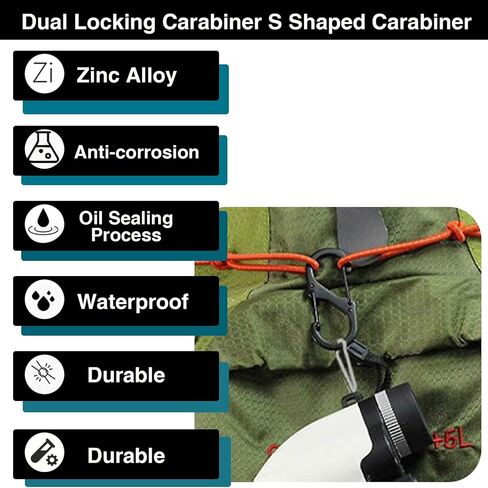 24 قطعة حلقة تسلق صغيرة 1.6 بوصة حلقة تسلق رئيسية، حلقة تسلق S تصميم مزدوج الفتح، استبدال مشبك حلقة تسلق صغير، حلقة تسلق صغيرة من سبيكة المفاجئة (أسود) in Saudi Arabia