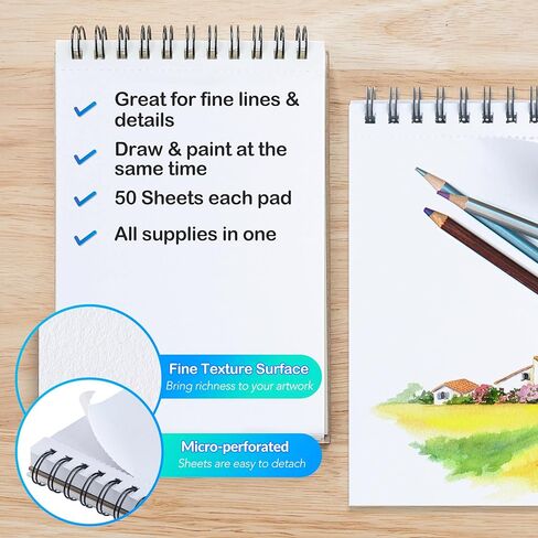 200 Pack Drawing Kit Includes Drawing Pad & Multimedia Pad with Video Course & How-to Guide | Art Supplies for Adults, Teens, Kids | Sketching Kit with Graphite, Charcoal, Watercolor Pencils in Kuwait