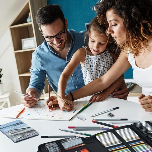 200 Pack Drawing Kit Includes Drawing Pad & Multimedia Pad with Video Course & How-to Guide | Art Supplies for Adults, Teens, Kids | Sketching Kit with Graphite, Charcoal, Watercolor Pencils in Kuwait