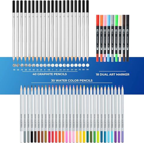 200 Pack Drawing Kit Includes Drawing Pad & Multimedia Pad with Video Course & How-to Guide | Art Supplies for Adults, Teens, Kids | Sketching Kit with Graphite, Charcoal, Watercolor Pencils in Kuwait