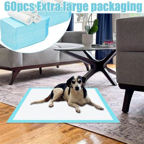 60 قطعة من وسادات تبول الكلاب الكبيرة جدًا مقاس 60.96 سم × 91.44 سم، وسادات تبول للكلاب مكونة من 6 طبقات للتدريب على المرحاض مع تصميم سريع الجفاف مانع للتسرب، وسادات تدريب الحيوانات الأليفة للاستعمال مرة واحدة للكلاب والقطط والأرنب in Kuwait