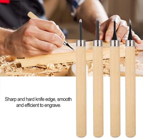 4pcs Wood Carving Tools Manual Sharpener DIY Art Craft Carving Knives Set for Rubber Small Pumpkin Soap Vegetables and More (Number) in Saudi Arabia
