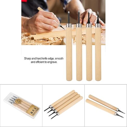 4pcs Wood Carving Tools Manual Sharpener DIY Art Craft Carving Knives Set for Rubber Small Pumpkin Soap Vegetables and More (Number) in Saudi Arabia