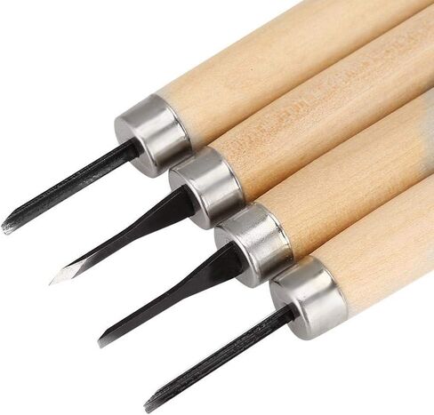 4pcs Wood Carving Tools Manual Sharpener DIY Art Craft Carving Knives Set for Rubber Small Pumpkin Soap Vegetables and More (Number) in Saudi Arabia