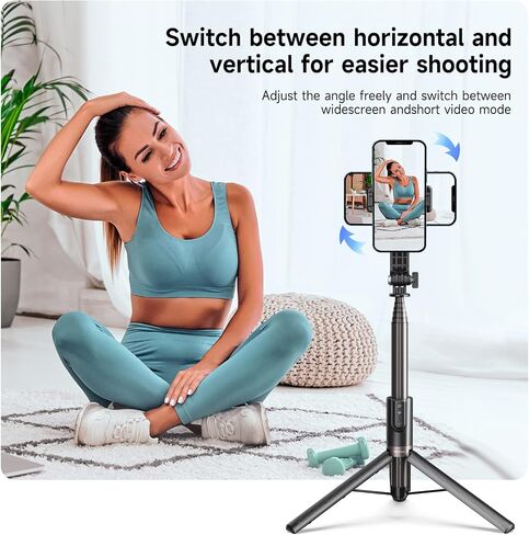 TELESIN 51.2 بوصة/1.3 متر حامل ثلاثي القوائم طويل مع جهاز تحكم عن بعد، تمديد من الألومنيوم Vlog Pole Monopod مع مشبك حامل الهاتف لـ GoPro Max Mini Hero 12 11 10 9 8 كاميرات عمل الهاتف المحمول in Saudi Arabia