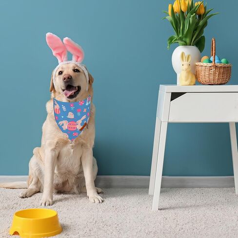 ADOGGYGO عيد الفصح الكلب باندانا، أرنب الجزرة وشاح الكلب، متعددة الحجم عرضت، البرتقالي الأزرق الكلب عيد الفصح باندانا للكلاب الصغيرة الحيوانات الأليفة (صغير، عيد الفصح) in Kuwait