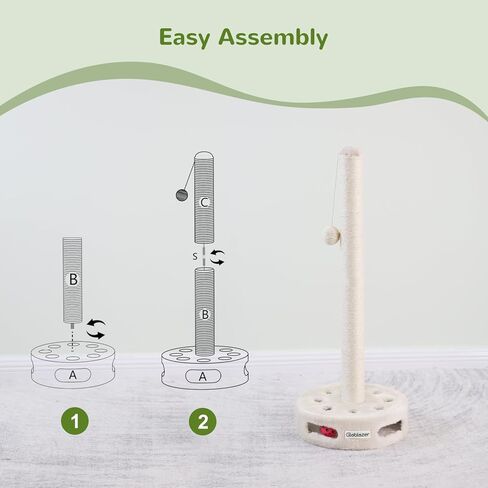 SCT31 عمود خدش كبير للقطط مقاس 31.89 بوصة، خدش لطيف من حبل السيزال مع كرات مسار تفاعلية قطيفة، خدش صندوق مشغول للقطط الصغيرة والبالغة، بيج in Kuwait