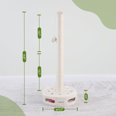 SCT31 عمود خدش كبير للقطط مقاس 31.89 بوصة، خدش لطيف من حبل السيزال مع كرات مسار تفاعلية قطيفة، خدش صندوق مشغول للقطط الصغيرة والبالغة، بيج in Kuwait