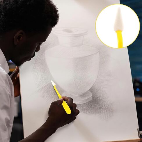 مجموعتان من grevosea مكونة من 44 قطعة من أدوات رسم الرسم، ومزج جذوع الأشجار لرسم كاشطات المسح مع إسفنجة فرك للطلاب، لوازم فنية لفرشاة الرسم بالفحم من الطلاب (أصفر، أسود) in Kuwait