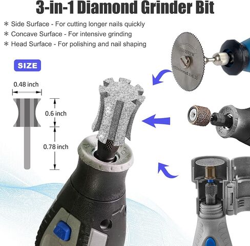 LENONG Diamond Cat Dog Nail Grinder Serrated Bits with Anti-Clogging & Fast Cooling for 1/8'' Pet Nail Grinder Tips for Dremel and Most Rotary Household Tools - 70# 2P in Saudi Arabia