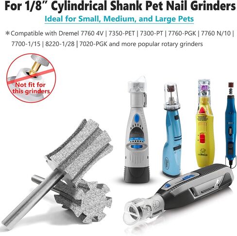 LENONG Diamond Cat Dog Nail Grinder Serrated Bits with Anti-Clogging & Fast Cooling for 1/8'' Pet Nail Grinder Tips for Dremel and Most Rotary Household Tools - 70# 2P in Saudi Arabia